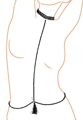 Černý perlový obojek s bikini řetízkem