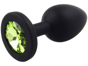 Silikonový anální kolík se šperkem, světle zelený – Anální šperky