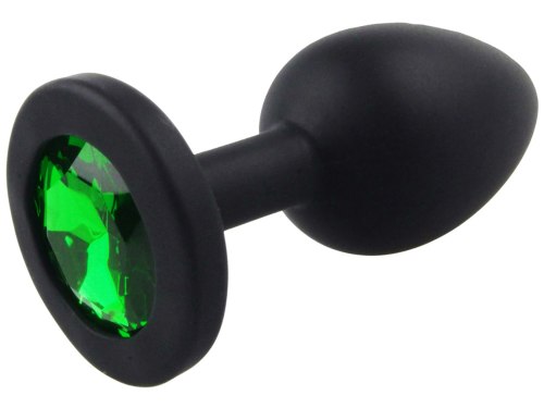 Anální šperky: Silikonový anální kolík se šperkem, tmavě zelený