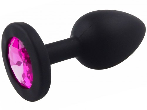 Silikonový anální kolík se šperkem, tmavě růžový