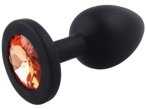 Silikonový anální kolík se šperkem, oranžový – Anální šperky