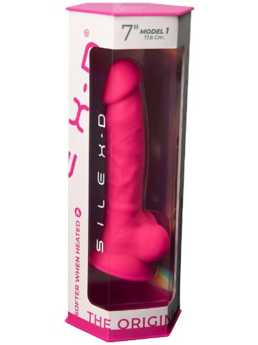 Realistické dildo z paměťového silikonu SILEXD 7" Model 1, růžové