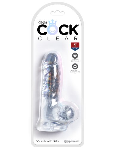 Dildo s varlaty a přísavkou King Cock Clear 5"