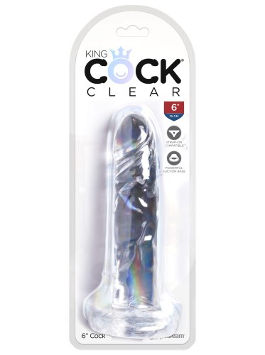 Dildo s přísavkou King Cock Clear 6" (17,8 cm)