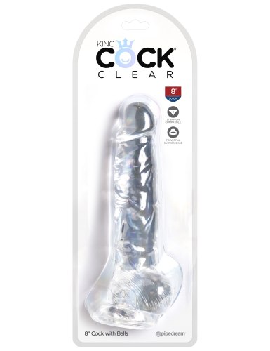 Dildo s varlaty a přísavkou King Cock Clear 8" (22,2 cm)
