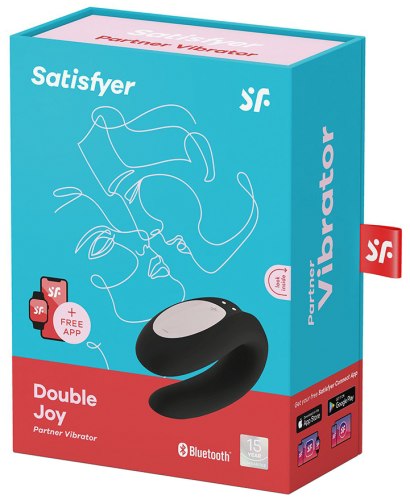 Párový vibrátor Satisfyer Double Joy, černý – ovládaný mobilem