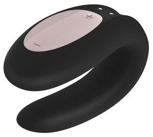 Párový vibrátor Satisfyer Double Joy, černý – ovládaný mobilem – High-tech vibrátory