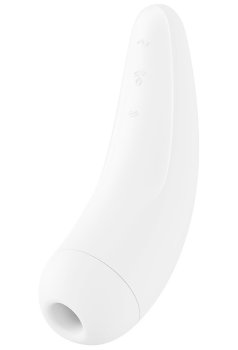 Nabíjecí stimulátor klitorisu Satisfyer Curvy 2+, bílý – ovládaný mobilem – Bezdotykové stimulátory klitorisu