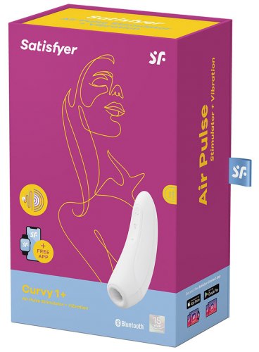 Nabíjecí stimulátor klitorisu Satisfyer Curvy 1+, bílý – ovládaný mobilem