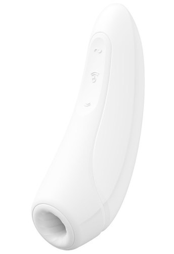 Nabíjecí stimulátor klitorisu Satisfyer Curvy 1+, bílý – ovládaný mobilem