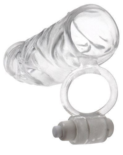 Transparentní vibrační návlek na penis Fantasy X-tensions - prodlouží o 2,5 cm