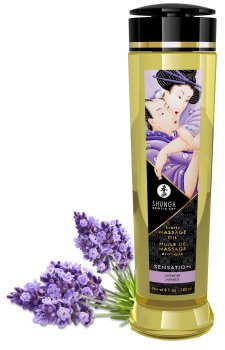 Masážní olej Shunga SENSATION Lavender – Erotické masážní oleje a emulze