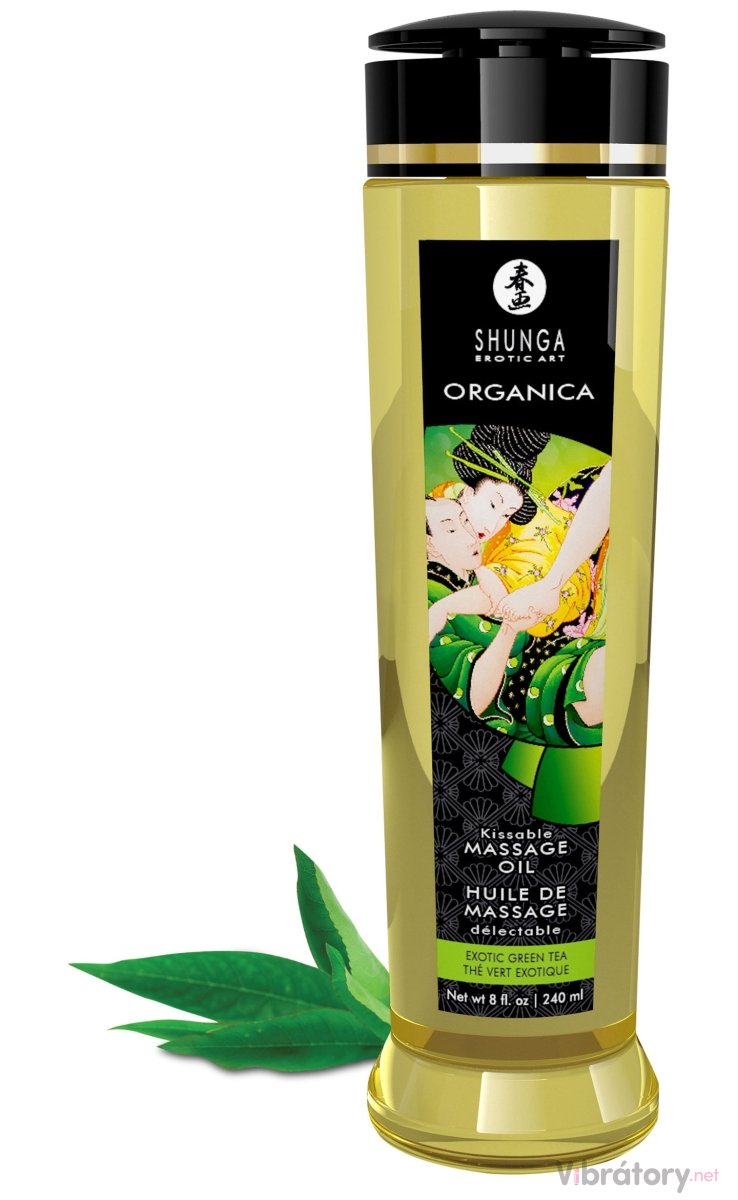 Slíbatelný masážní olej Shunga ORGANICA Exotic Green Tea, 240 ml