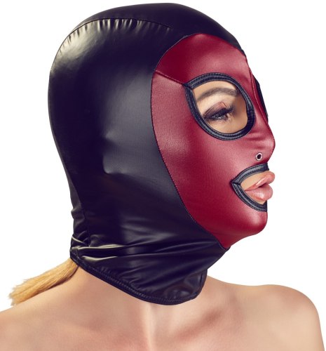 Červeno-černá maska na hlavu Bad Kitty