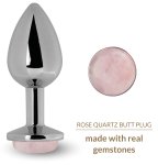 Kovový anální kolík s růženínem Rose Quartz Butt Plug