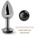 Kovový anální kolík s obsidiánem Black Obsidian Butt Plug