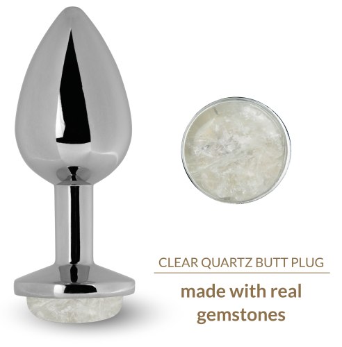 Kovový anální kolík s křišťálem Clear Quartz Butt Plug