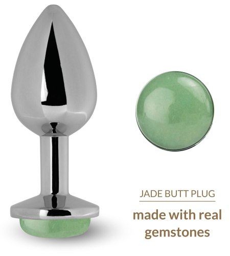 Kovový anální kolík s jadeitem Jade Butt Plug