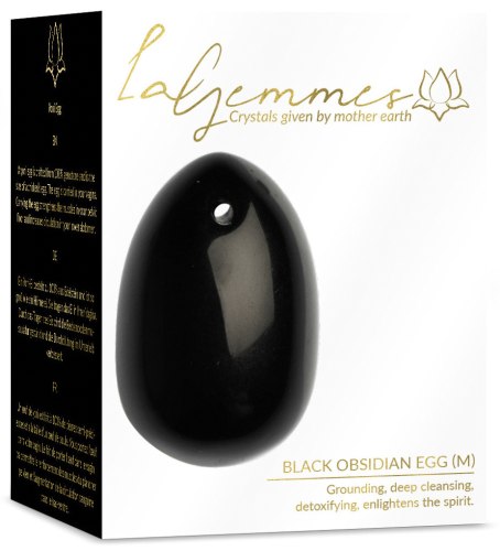 Yoni vajíčko z obsidiánu Black Obsidian Egg (M), střední