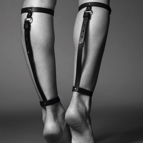 BDSM postroje: Ozdobné řemínky na nohy MAZE, černé
