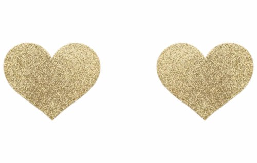 Třpytivé samolepky na bradavky Flash Heart, zlaté