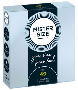 Kondomy MISTER SIZE 49 mm, 3 ks – Malé a extra malé kondomy