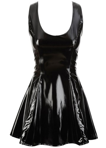 Lakované minišaty se skládanou sukní Black Level