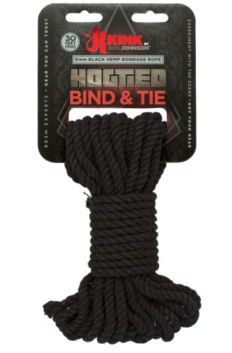 Konopné lano na bondage Hogtied Bind & Tie 30 ft, 9 m (černé)