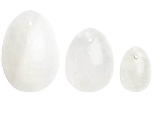 Sada yoni vajíček z křišťálu Clear Quartz Egg (S, M a L)