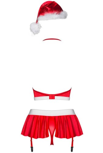 Vánoční kostým Ms. Claus – minisukně s tangy, top, punčochy a čepice