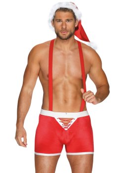 Vánoční kostým Mr. Claus – boxerky s kšandami a čepice – Vánoční kostýmy a prádlo