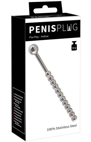 Nerezový kolík do penisu Piss Play (dutý, kuličkový), 10 mm