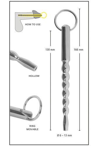 Nerezový dilatátor Penis Stick (dutý, stupňovitý), 6 – 13 mm