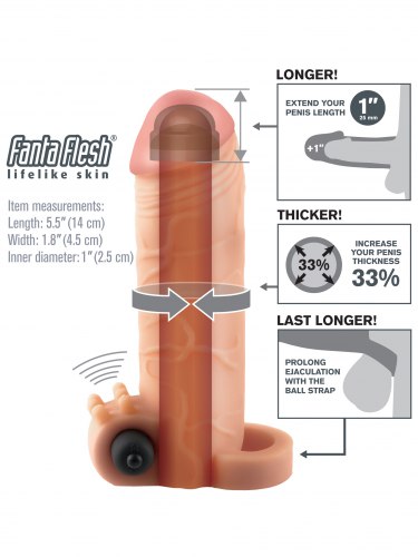 Návlek na penis - vibrační, prodlouží o 2,5 cm