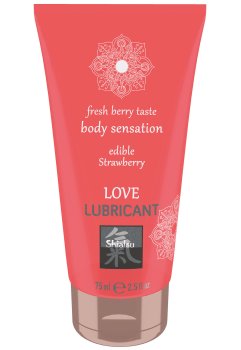 Ochucený lubrikační gel Shiatsu Strawberry Love Lubricant – jahoda – Lubrikační gely s příchutí