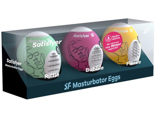 Sada masturbačních vajíček Satisfyer, 3 ks (Riffle, Bubble, Fierce)