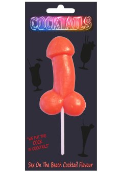 Lízátko ve tvaru penisu s příchutí koktejlu Sex On The Beach – Erotické sladkosti