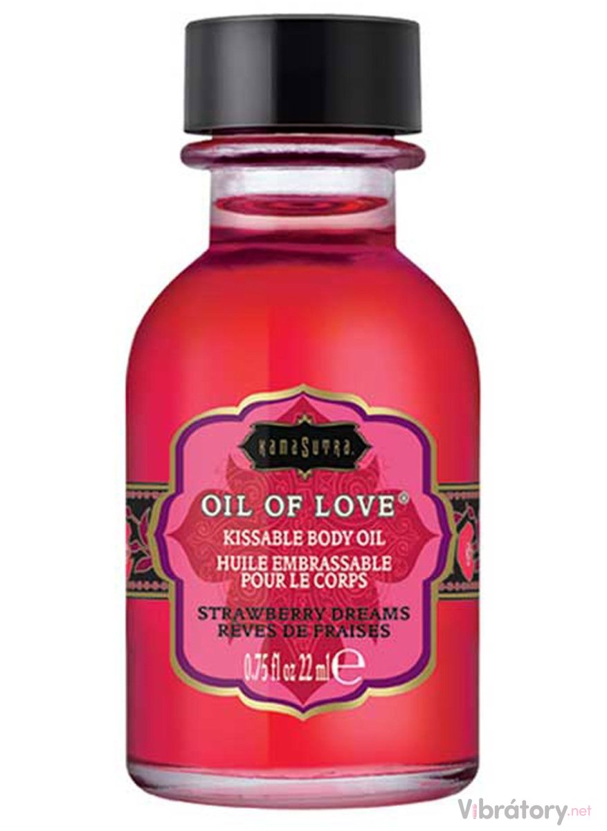 Slíbatelný tělový olej Kama Sutra OIL OF LOVE Strawberry Dreams, 22 ml