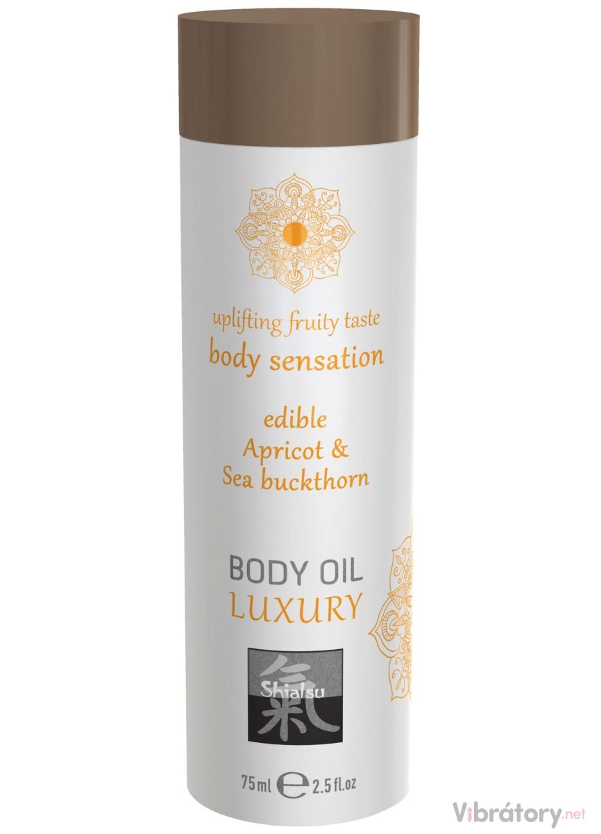 Jedlý masážní olej Shiatsu Body Oil Luxury Apricot & Sea buckthorn, 75 ml