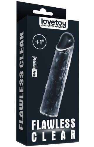 Zvětšovací návlek na penis Flawless Clear +1" (2,5 cm)