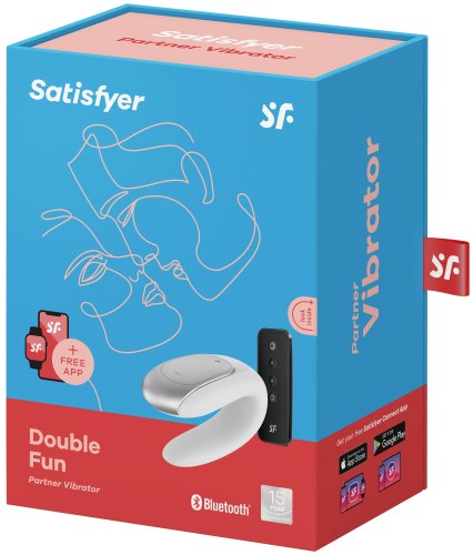 Párový vibrátor s dálkovým ovladačem Satisfyer Double Fun White – ovládaný mobilem