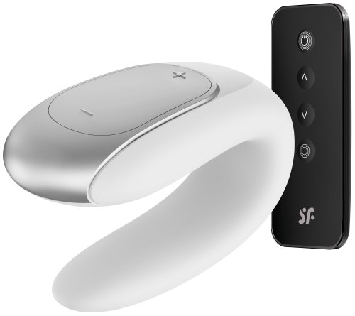 Párový vibrátor s dálkovým ovladačem Satisfyer Double Fun White – ovládaný mobilem
