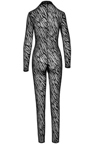 NOIR Celotělový průsvitný catsuit s tygřím vzorem a trojcestným zipem