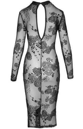 NOIR Průsvitné šaty s květinovým vzorem a výřezem na zádech