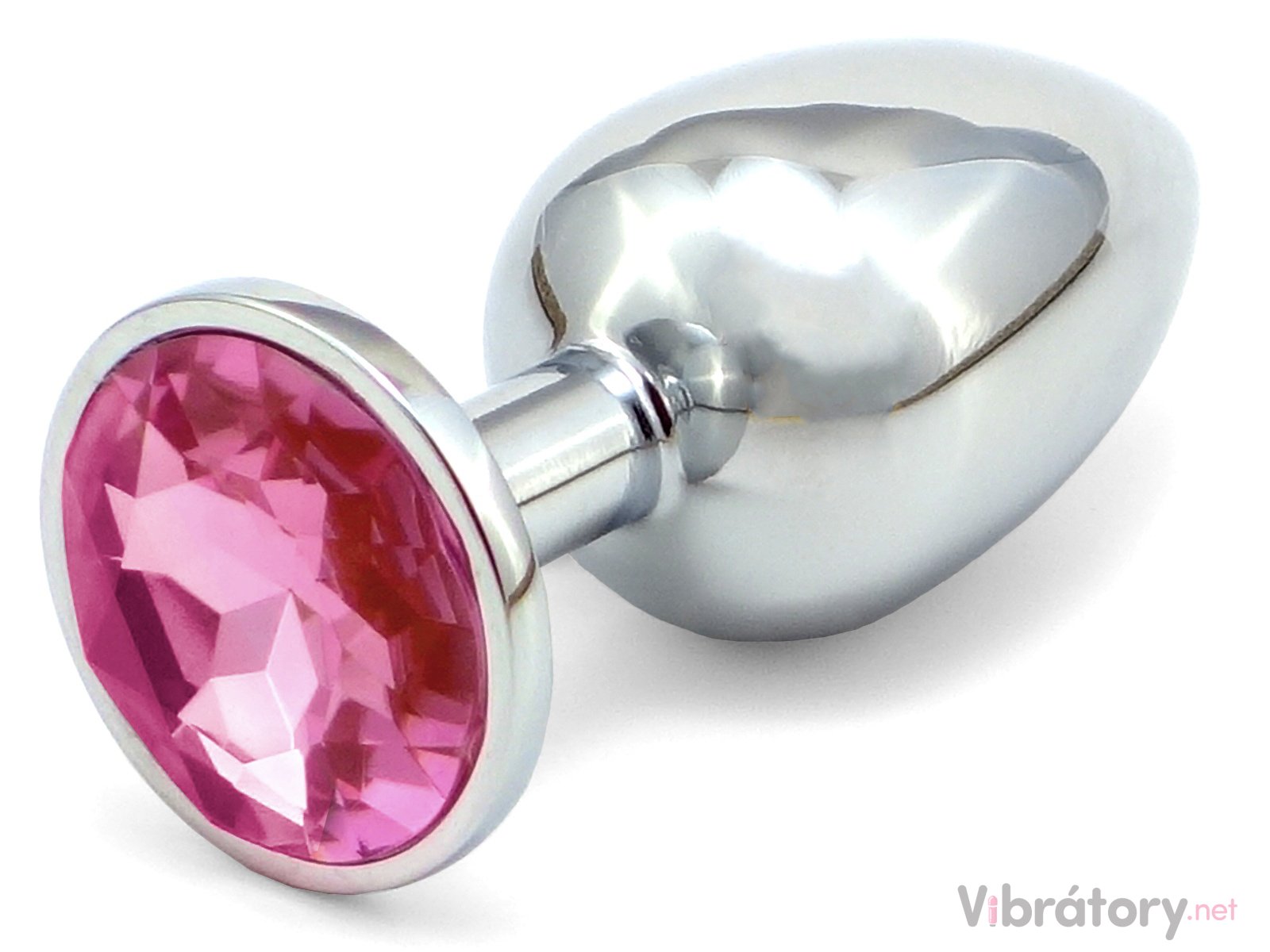 Kovový anální kolík se šperkem, světle růžový