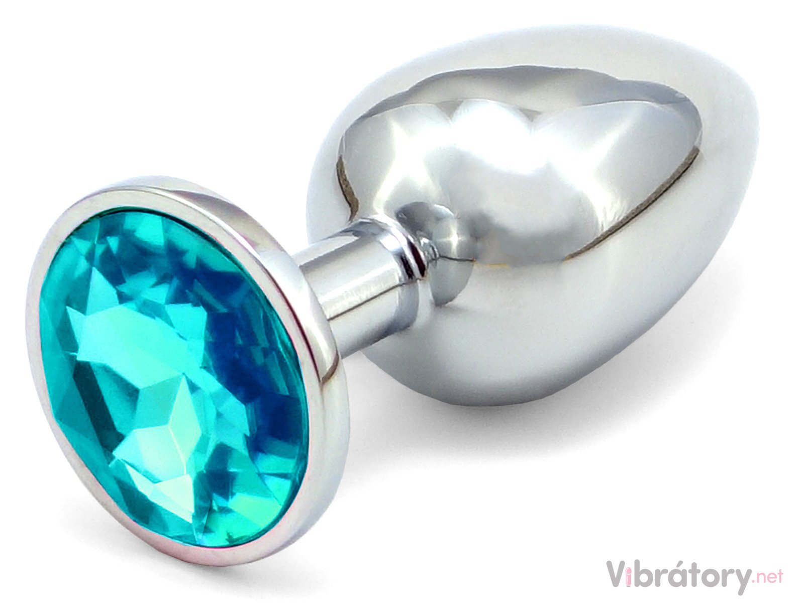 Kovový anální kolík se šperkem, světle modrý
