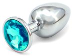 Anální kolík se šperkem, světle modrý