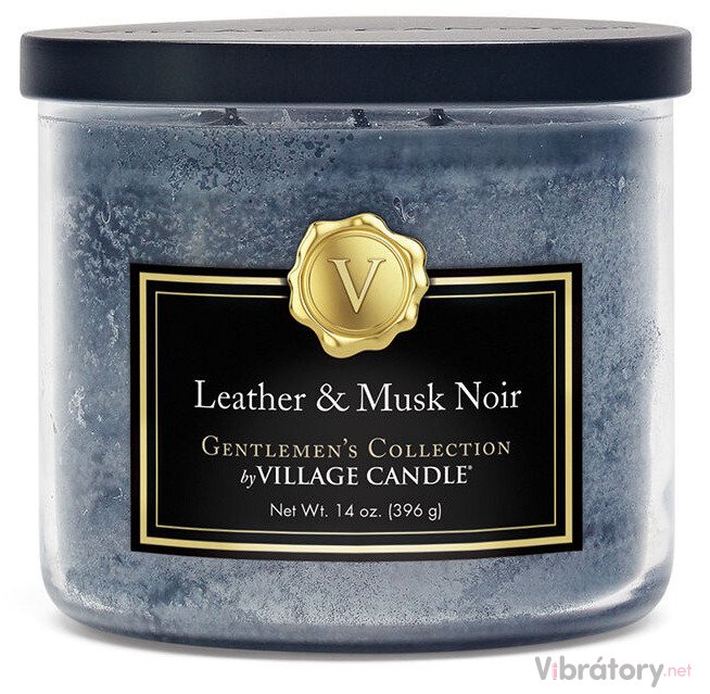 Levně Vonná svíčka Village Candle Leather & Musk Noir – kůže a černý mošus, 396 g