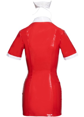 Lakovaný kostým Zdravotní sestra – červené šaty a čepeček