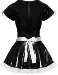 Lakovaný kostým Servírka - černé šaty s bílou krajkou